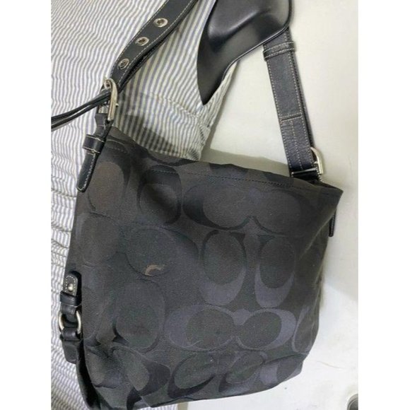 Coach Medium Tote Msrp Black Gray Jacquard Fabric - Picture 5 of 12
